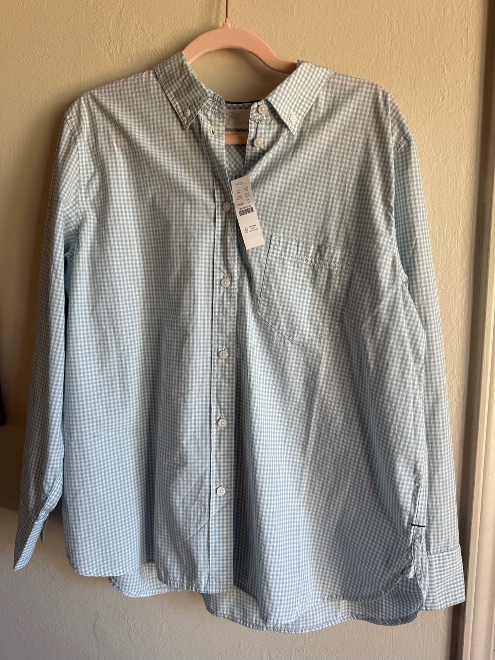 J. Crew women’s Light Blue Small Gingham Button-Down Shirt size 16